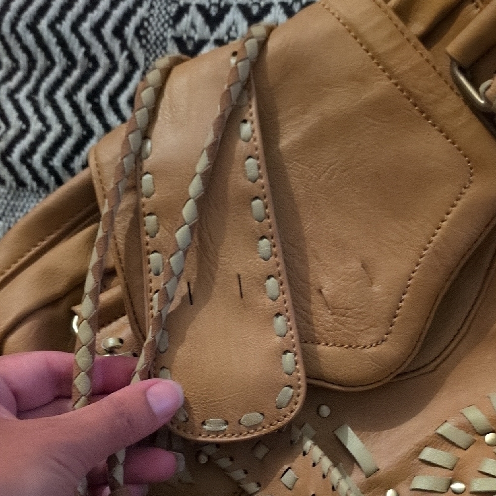 Nicole Lee Tan Shoulder Bag with Artisanal Craftsmanship - Picture 9 of 14